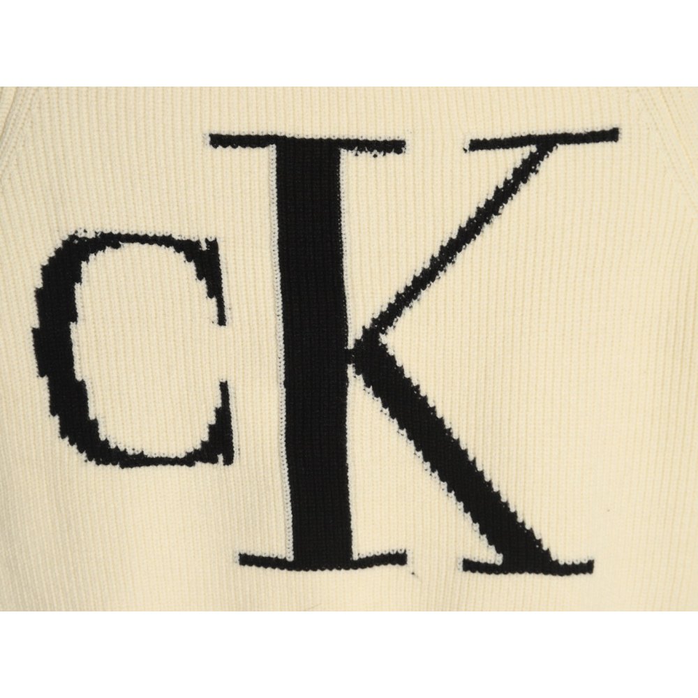 DDKicks Calvin Klein Apricot color CK large letter jacquard knitted sweater Women's