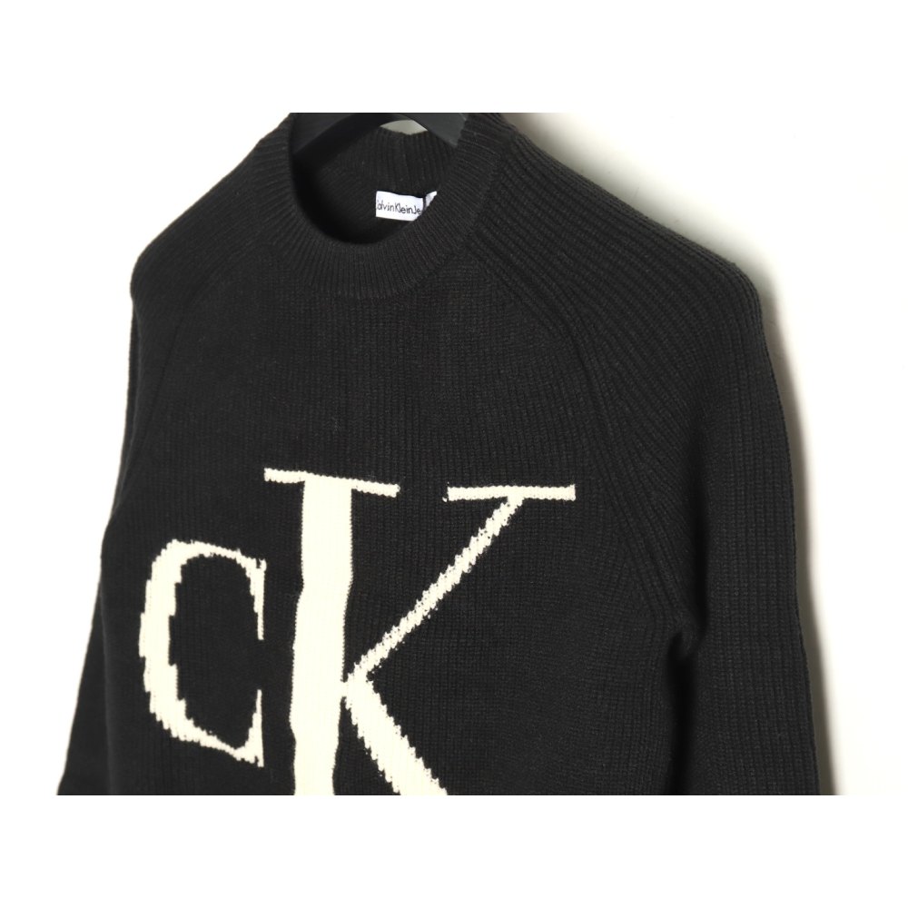 DDKicks Calvin Klein Black CK large letter jacquard knitted sweater Women's