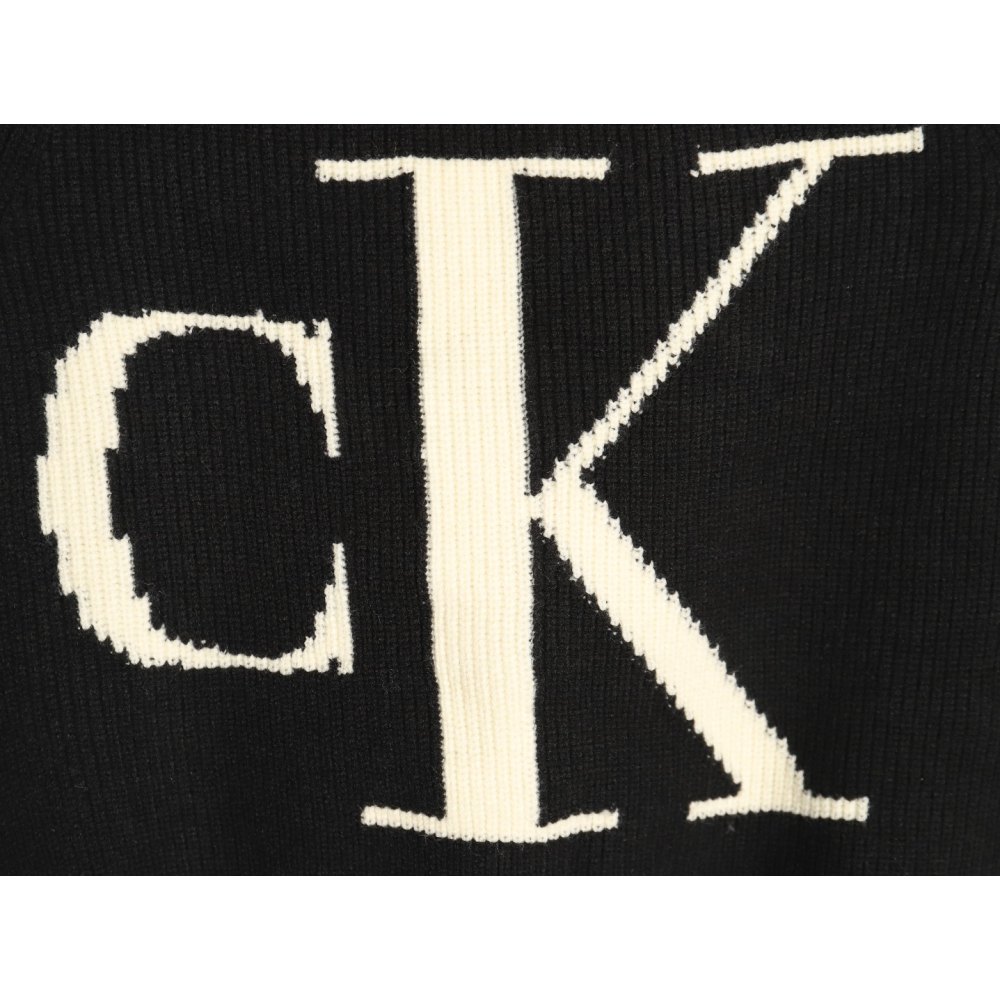 DDKicks Calvin Klein Black CK large letter jacquard knitted sweater Women's