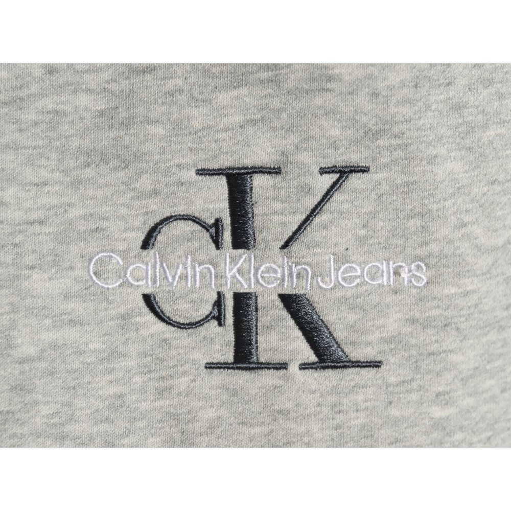 DDKicks Calvin Klein Grey Embroidered Letter Hidden Button Hooded Sweatshirt Women's