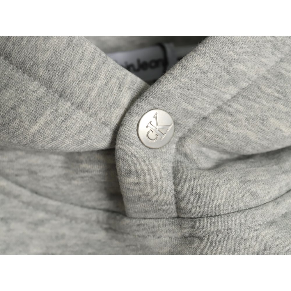 DDKicks Calvin Klein Grey Embroidered Letter Hidden Button Hooded Sweatshirt Women's