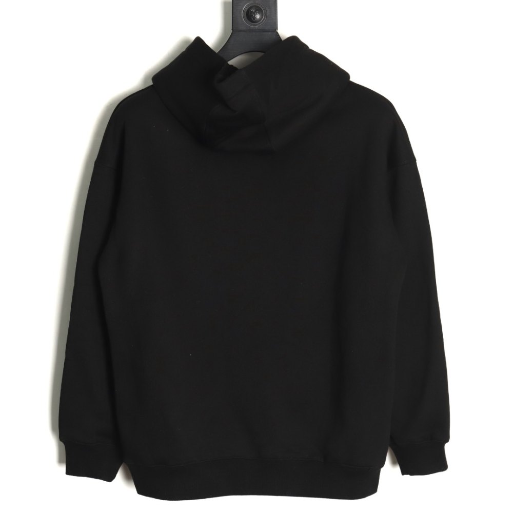 DDKicks Calvin Klein Black Embroidered Letter Hidden Button Hooded Sweatshirt Women's