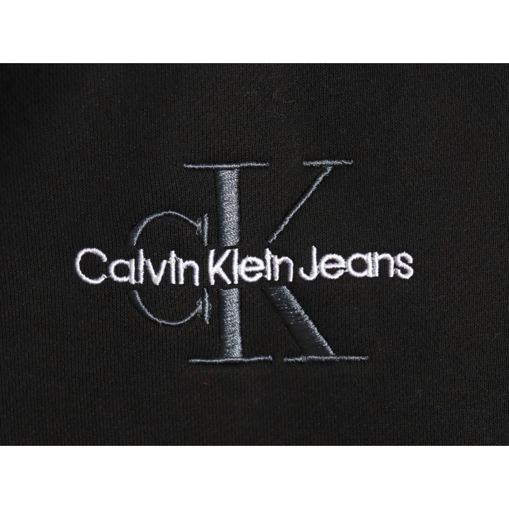 DDKicks Calvin Klein Black Embroidered Letter Hidden Button Hooded Sweatshirt Women's