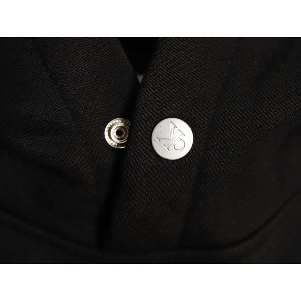 DDKicks Calvin Klein Black Embroidered Letter Hidden Button Hooded Sweatshirt Women's