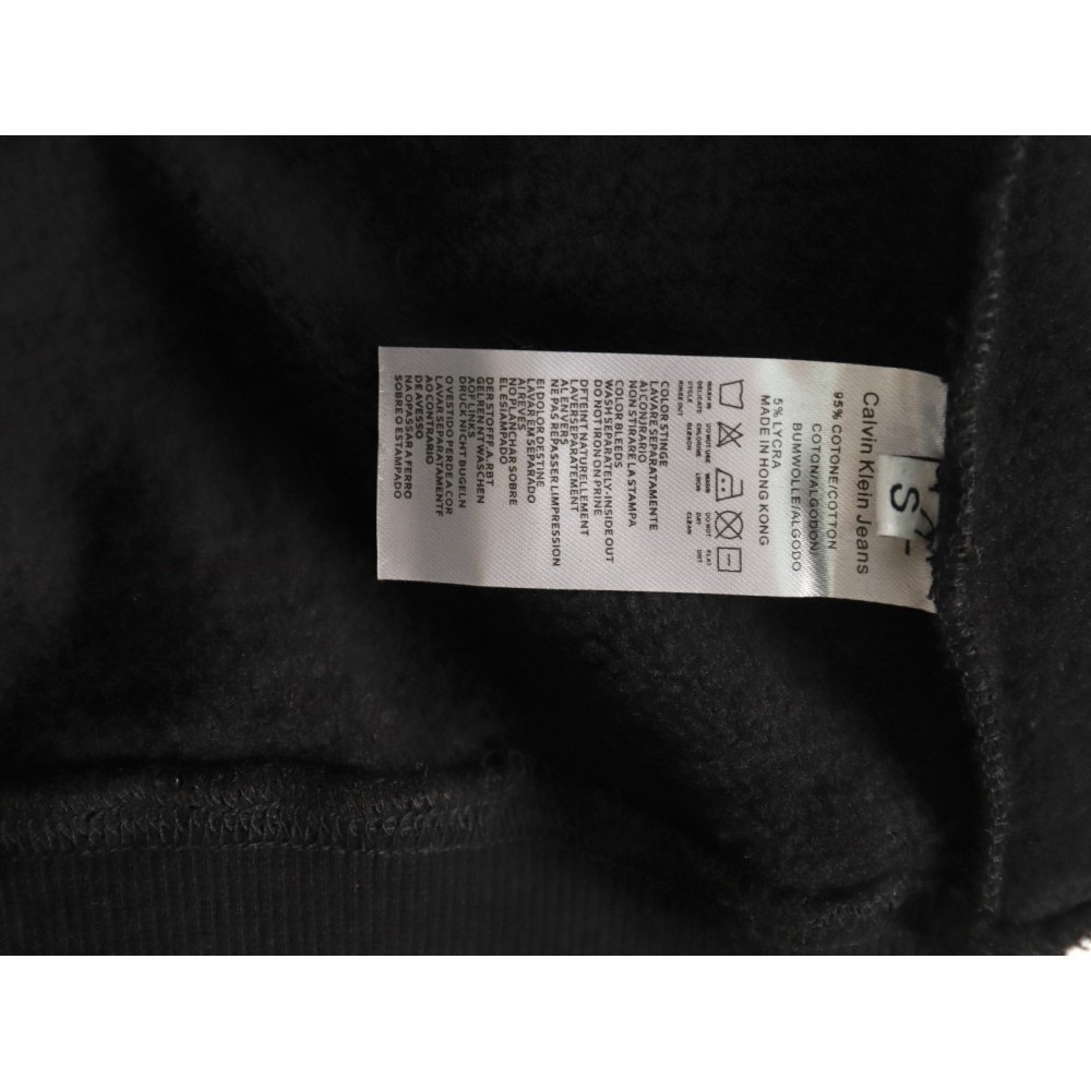 DDKicks Calvin Klein Black Embroidered Letter Hidden Button Hooded Sweatshirt Women's