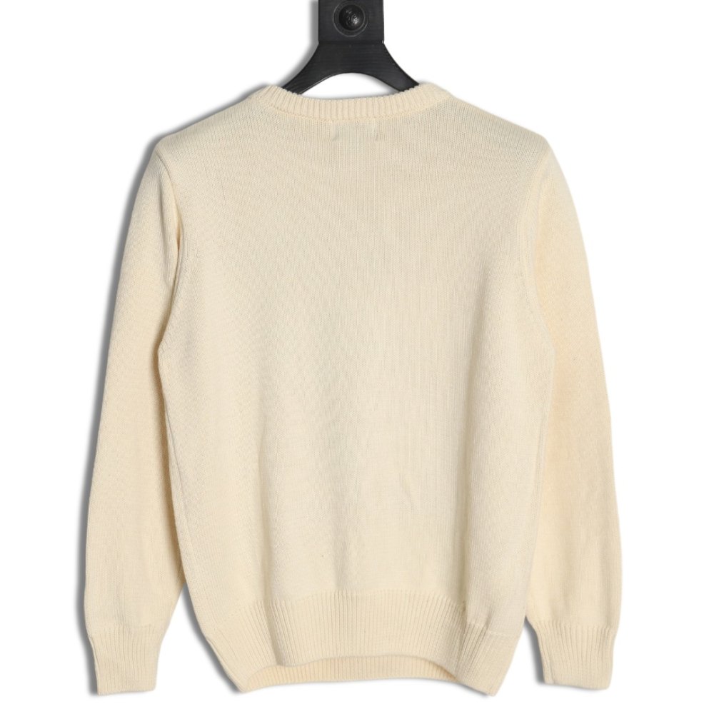 DD Stussy S curly mosquito coil knitted sweater Beige white
