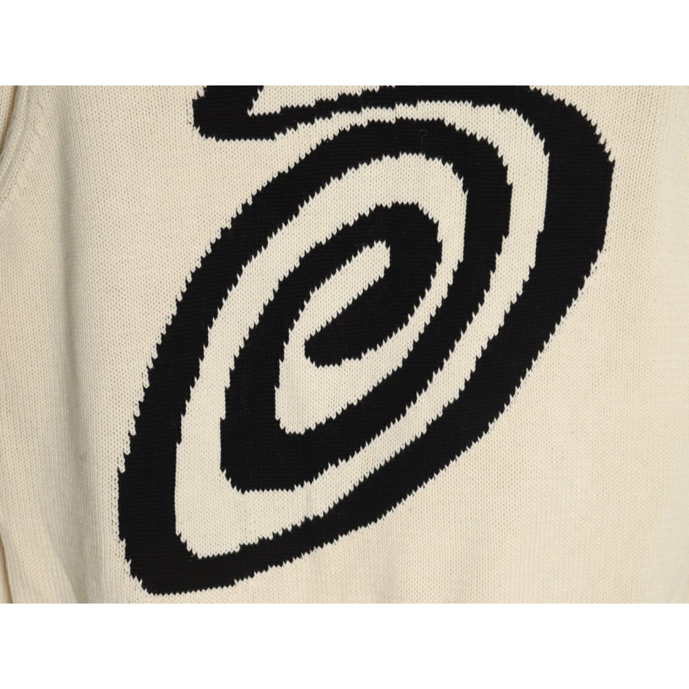 DD Stussy S curly mosquito coil knitted sweater Beige white