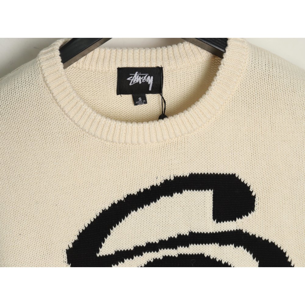 DD Stussy S curly mosquito coil knitted sweater Beige white