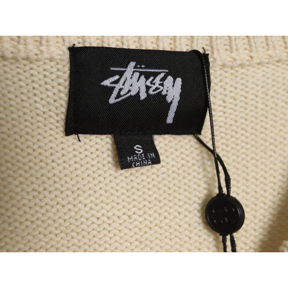 DD Stussy S curly mosquito coil knitted sweater Beige white