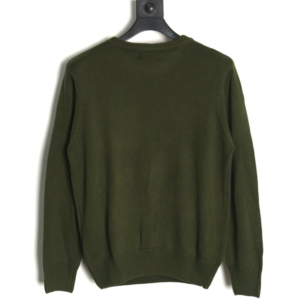 DD Stussy S curly mosquito coil knitted sweater Dark green
