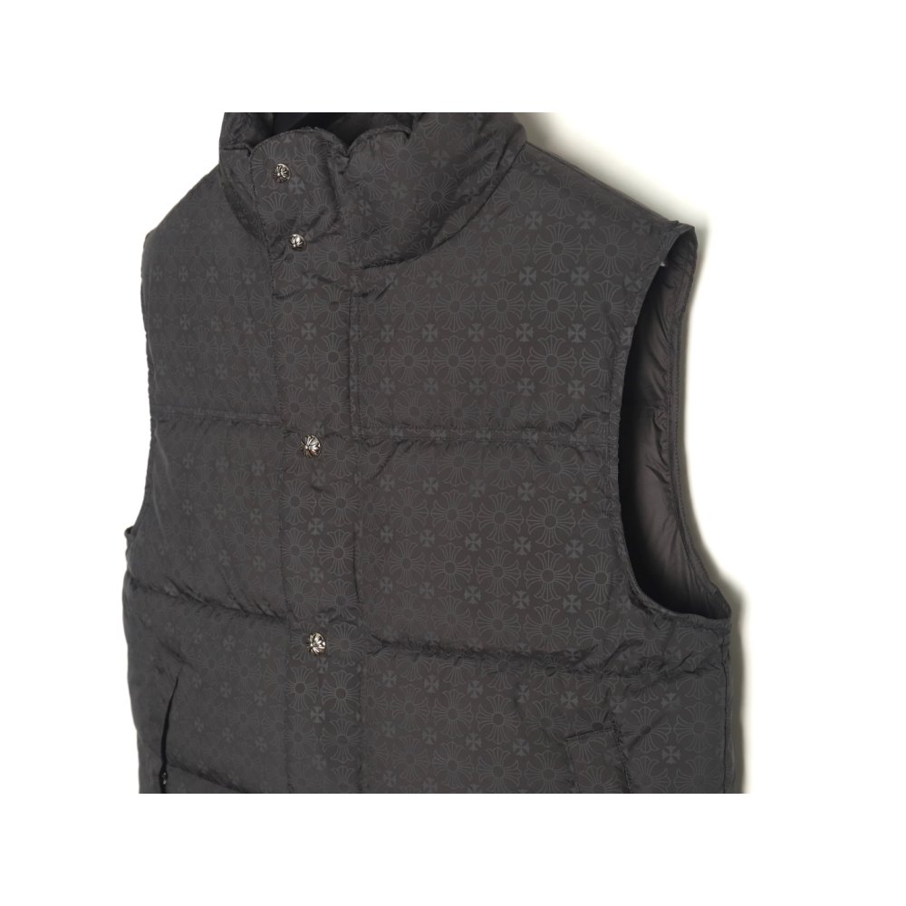 DD Chrome Hearts CH 24 Silver Buckle Dark Pattern Jacqard Down Vest