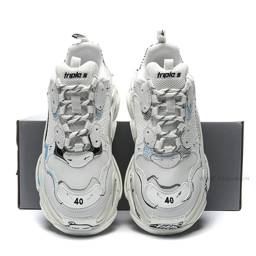 DD Ba1enci*ga Triple S White Black Blue