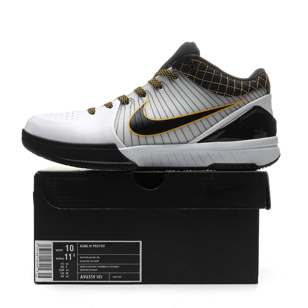 DDNike Kobe 4 Protro White Black Del Sol