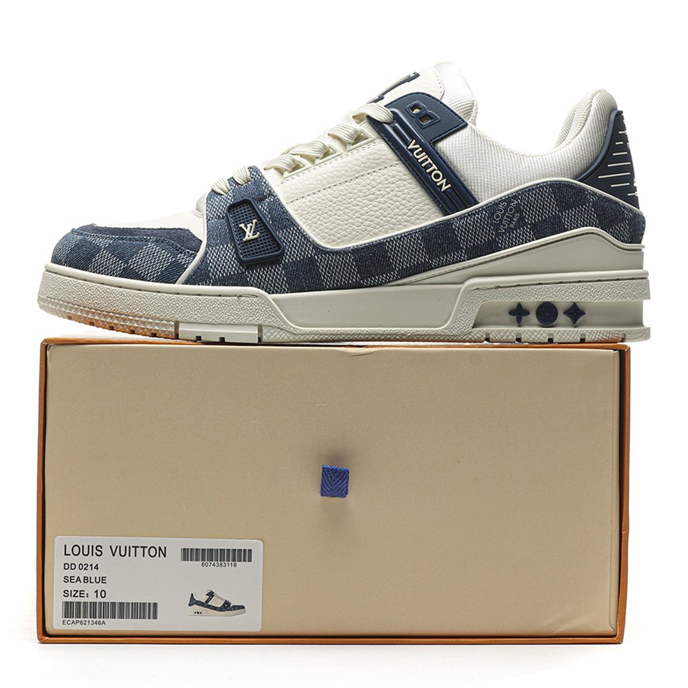 DD Lou1s Vu1tton Trainer Monogram Denim White Blue