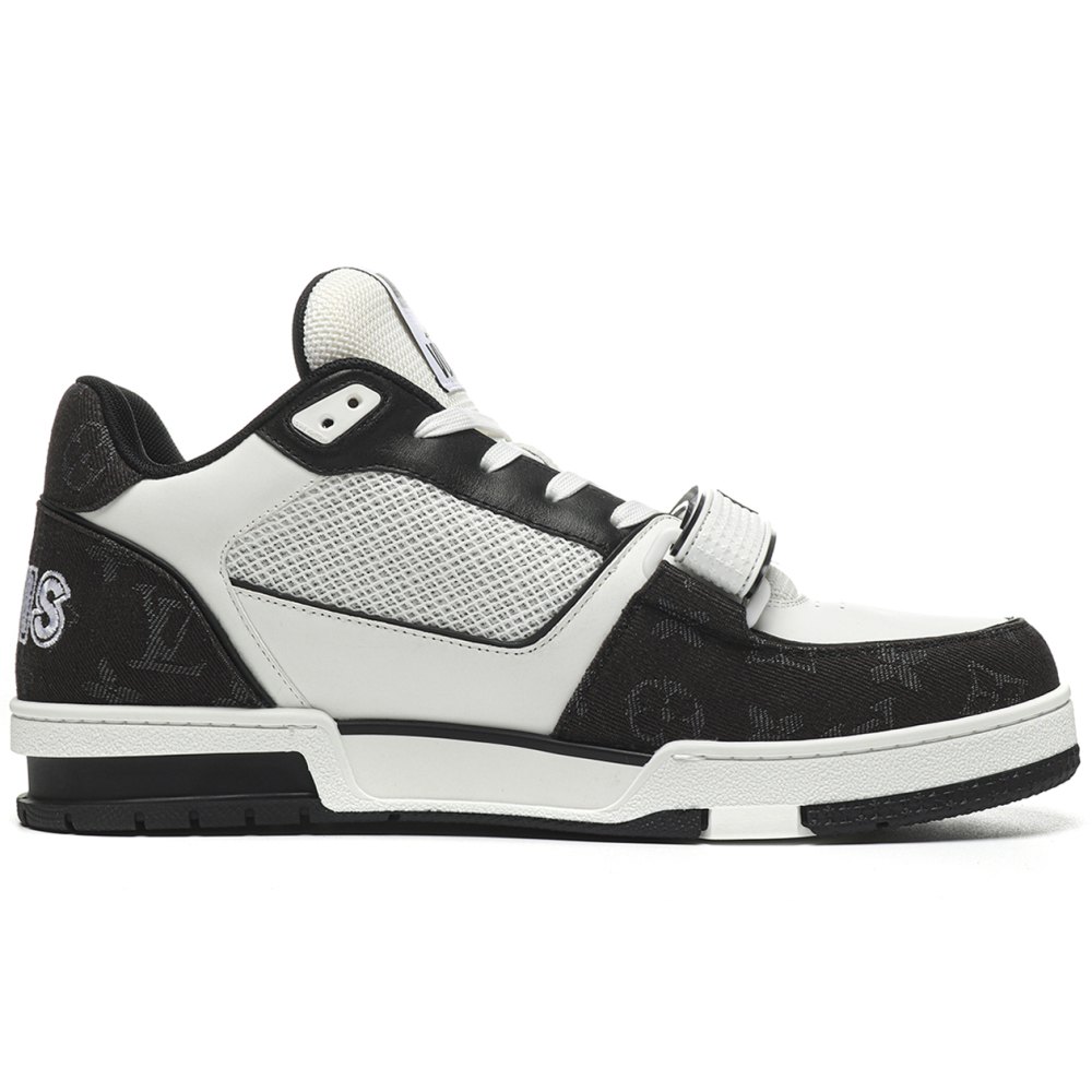 DD Lou1s Vu1tton Trainer Velcro Strap Monogram Denim Black White
