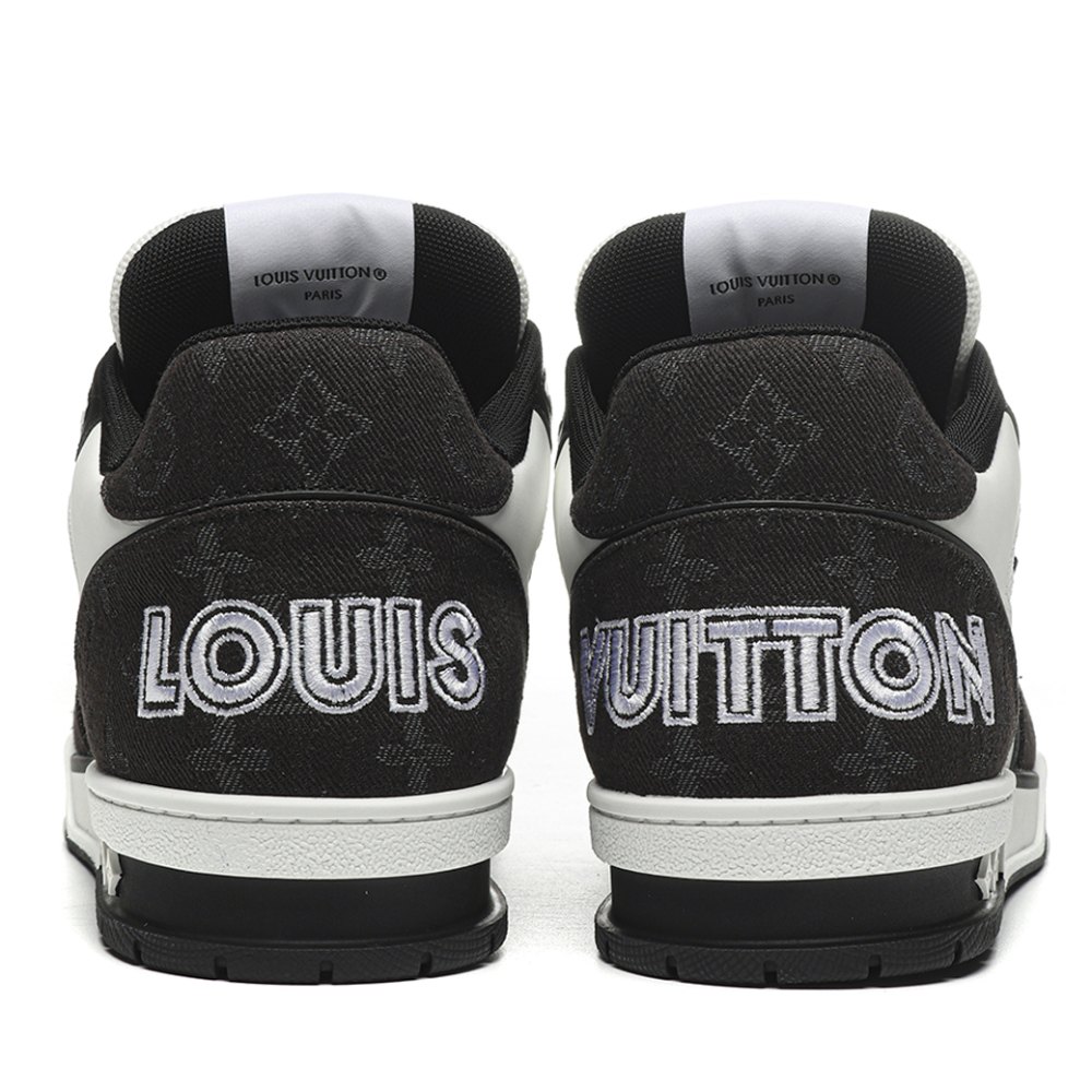 DD Lou1s Vu1tton Trainer Velcro Strap Monogram Denim Black White