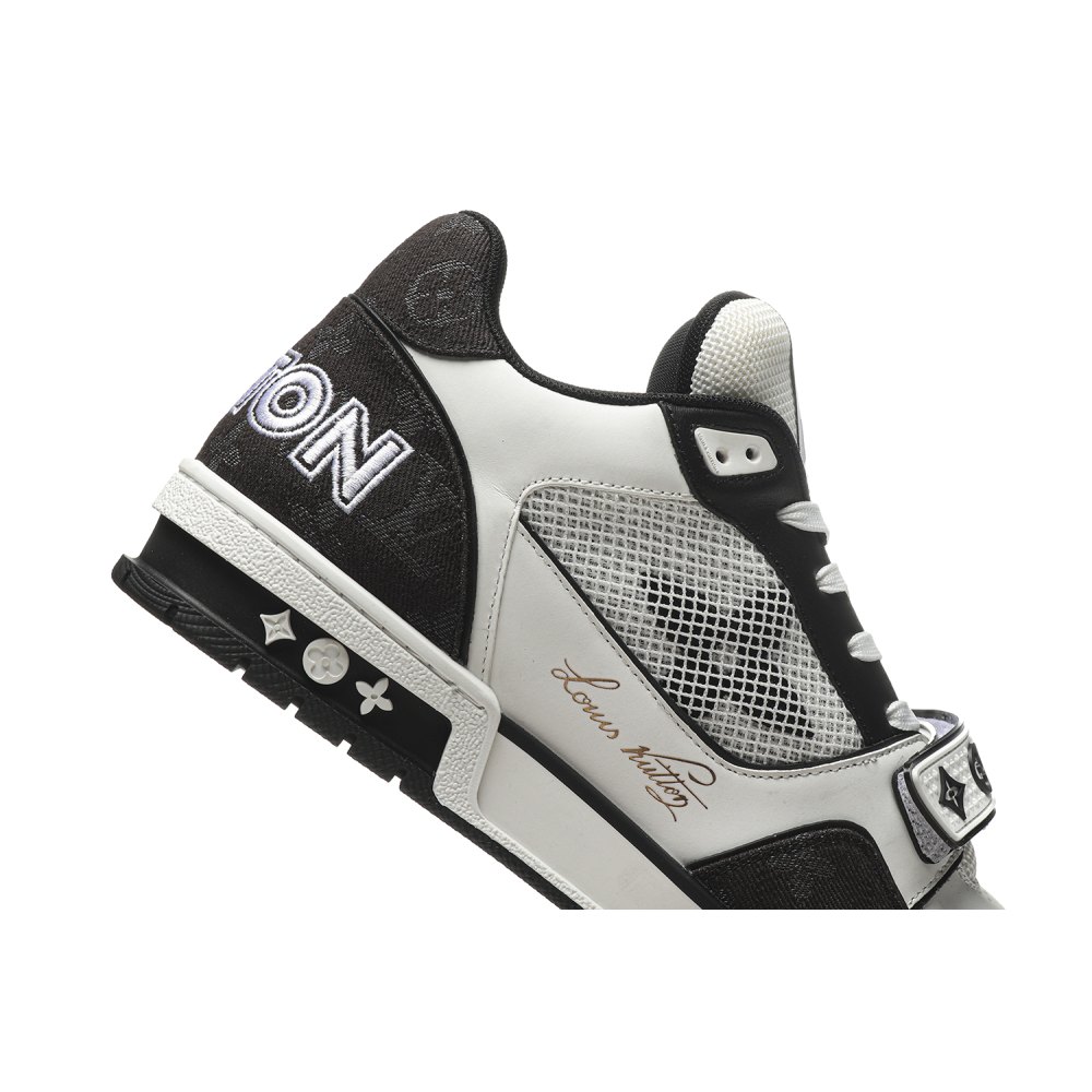 DD Lou1s Vu1tton Trainer Velcro Strap Monogram Denim Black White