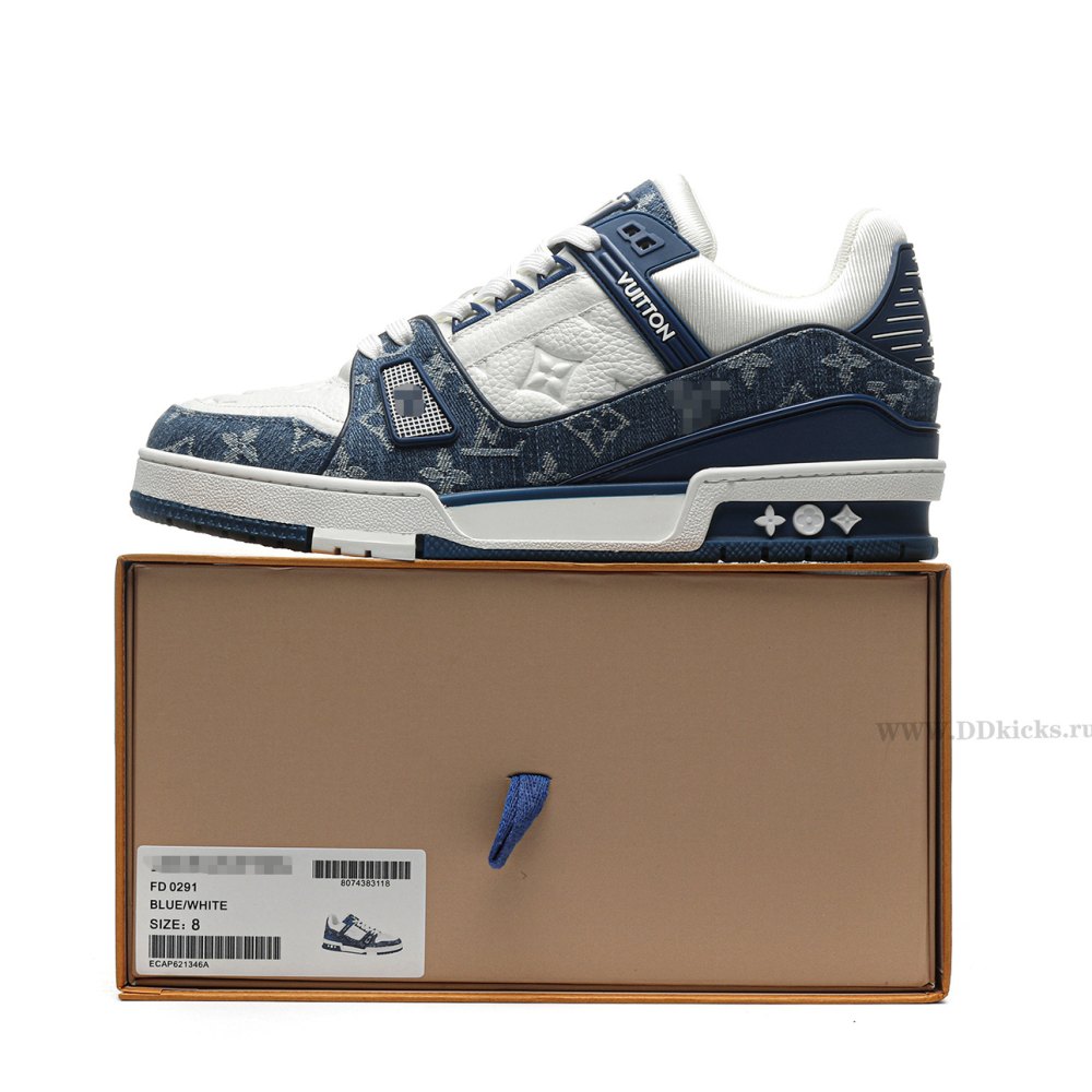 DD Lou1s Vu1tton Trainer Monogram Denim White Blue