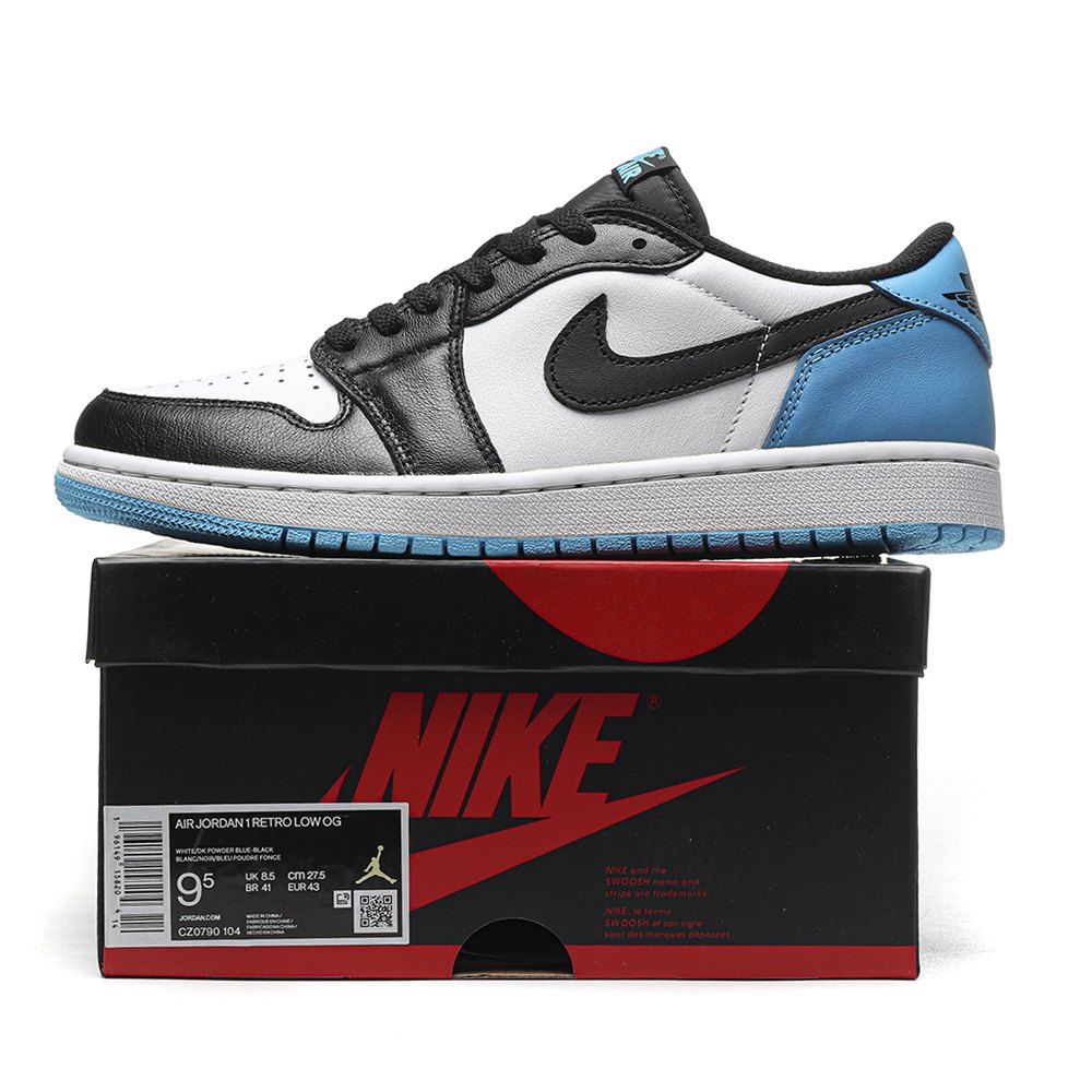 DD Jordan 1 Retro Low OG Black Dark Powder Blue-CZ0790 104