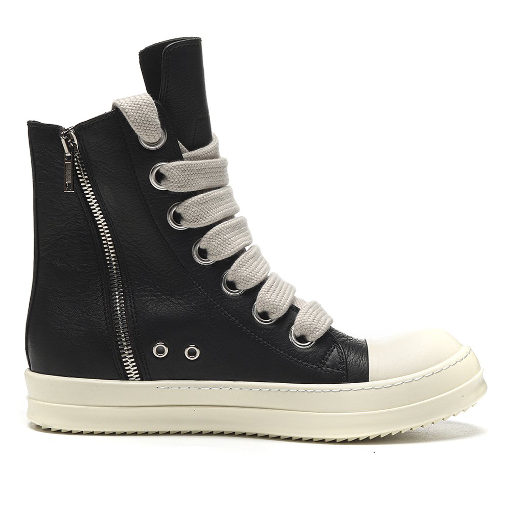 DD Rick 0wens Lido High Sneaks Black Milk Canvas Boots -RR01C4892 LPOW2