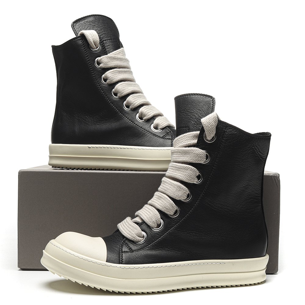 DD Rick 0wens Lido High Sneaks Black Milk Canvas Boots -RR01C4892 LPOW2