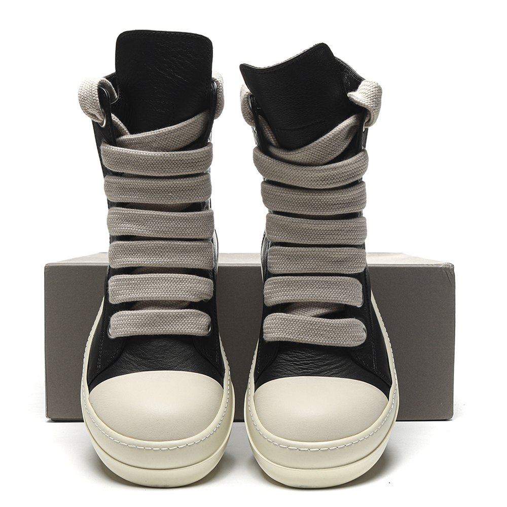 DD Rick 0wens Lido High Sneaks Black Milk Canvas Boots -RR01C4892 LPOW2