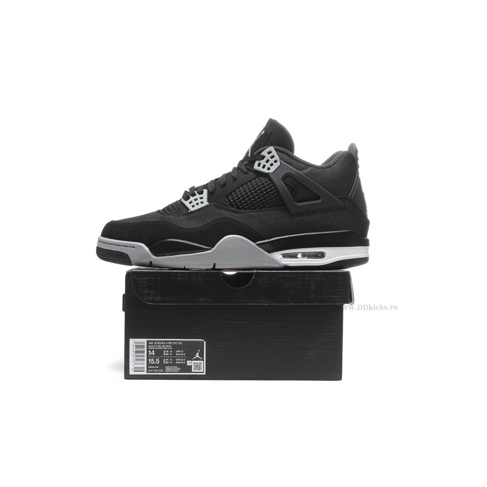 Size 14 Jordan 4 Retro SE Black Canvas