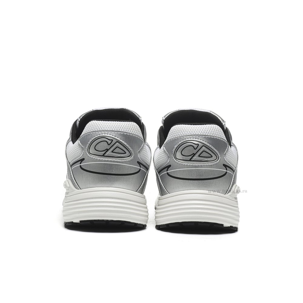 DD Di0r B30 White Mesh Silver-Tone Metallic Calfskin